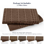 PHF 100% Cotton Waffle Pillow Shams Standard Size, 2 Pack 20" x 26" Soft Skin-Friendly Pillowcases, No Filling, Aesthetic Woven and Breathable Waffle Weave Pillow Case Covers for Bed, Chocolate - color: Chocolate, size: 26" x 20" (Pack of 2)