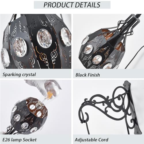 YLONG-ZS 2PK Crystal Plug in Wall Sconce Hanging Lamp Shelf Dimmable Wall Sconces Adjustable Wall Lights with Wall Sconces Wall Mount Plug in Lamps for Bedroom Living Room - color: YLW13black