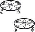 1/2/4 Pack 10/12 Inch Heavy Duty Iron Plant Stands - Rustproof Metal Flower Pot Holder for Indoor Outdoor Use, Round Wrought Iron Planter Stand for Corner Gardening, Patio, Balcony Decor- Black (12IN2PCS)