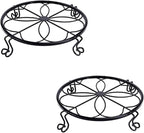 1/2/4 Pack 10/12 Inch Heavy Duty Iron Plant Stands - Rustproof Metal Flower Pot Holder for Indoor Outdoor Use, Round Wrought Iron Planter Stand for Corner Gardening, Patio, Balcony Decor- Black (12IN2PCS)