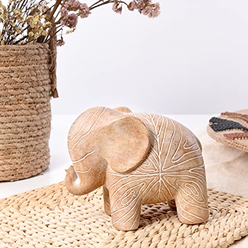 Elephant Statue, African Animal Decor, Wooden Elephant Gift for Women, Boho Decor for Living Room, Shelf, Office（1Pack, Small ） - color: Small Wood Elephant