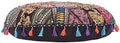 Indian Handmade Patchwork Codework Round Pouf Cover Ottoman Floor Pillow Cushion Seating Throw Decorative Pom Pom Pillow Cases Pouffe Poufs for Sitting Bohemian 32 Inches