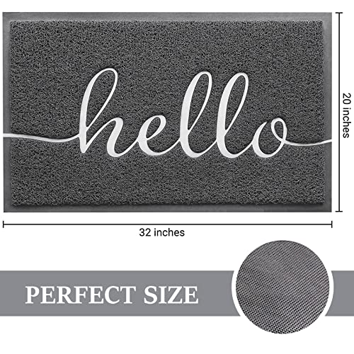 Door Mat (32"x20",Dark Grey), Welcome Mat Low Profile Front Doormat Non Slip Mats for Entryway, Patio, High Traffic Areas - color: Dark Grey-hello, size: 1'8" x 2'8" (Rectangular)