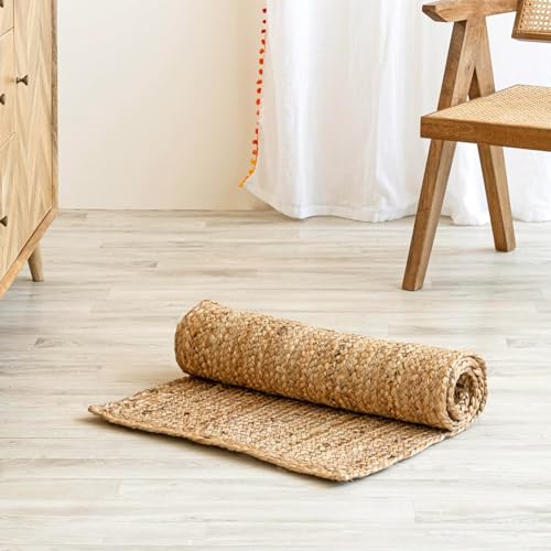 HOMEMONDE Handcrafted Woven Jute Runner Rug 2x8 ft - Rustic Natural Braided Area Rug - Farmhouse Indoor Eco Friendly Floor Rug for Kitchen, Hallway, Living Room, Bedroom - size: 2' x 8' (Rectangular)