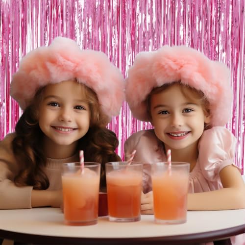 DECOCKRAT 3 Pack Foil Fringe Backdrop - Pink Shiny Tinsel Curtains for Party Decoration/Photo Booth Props - 3.3x8.2 FT Metallic Foil Backdrop for Birthday, Wedding, Graduation, Christmas. - color: Pink