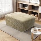 37'' Oversized Ottoman Bench, Plush Corduroy Poufs Foot Tool, Fluffy Boneless Couch Footrest Padded Seat, Seat Cube for Living Room No Assembly (Beige)