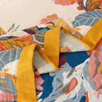 Boho Throw Blanket for Bed Couch- 100% Organic Cotton Muslin 50x60 Inch Fall Blanket Cozy Reversible Breathable Quilt Throw All-Season for Sofa & Bedroom Washable Floral Decor Blankets
