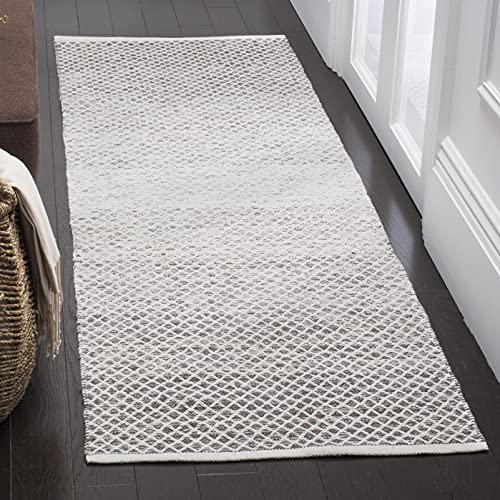 SAFAVIEH Montauk Collection Runner Rug - 2'3" x 7', Light Grey & Ivory, Handmade Cotton, Ideal for High Traffic Areas in Living Room, Bedroom (MTK601K)