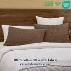 PHF 100% Cotton Waffle Pillow Shams Standard Size, 2 Pack 20" x 26" Soft Skin-Friendly Pillowcases, No Filling, Aesthetic Woven and Breathable Waffle Weave Pillow Case Covers for Bed, Chocolate - color: Chocolate, size: 26" x 20" (Pack of 2)
