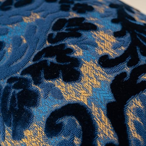 Alerfa Boho Blue Floral Throw Pillow Cover 18x18 Inch Cut Velvet Sqaure Luxury Embroidered Decorative Pillow Cover for Couch Living Room Bedroom - color: Blue, size: 18" x 18" (Pack of 1)