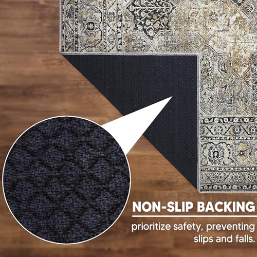 Keen Home Design 2x3 Rug - Machine Washable Entry Rug with Non-Slip Backing, Ideal for Enteryway, Kitchen, Bathroom, Laundry Room - Vintage, Easy Clean, Durable, Low Pile Rug - (2' x 3') - color: Anthracite Grey / Copper Tone, size: 2' x 3' (Rectangular)