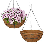 2 Pack 14 inch Metal Hanging Baskets for Plants Outdoor Metal Wire Hanging Basket Planter with Coco Fiber Liners Flower Pots for Home Porch Garden Patio, Diamond-Shaped - size: 14" x 2 Pack, style: Diamond