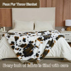 Luxury Fluffy Faux Fur Throw Blanket,Thick Fluffy Silky Fuzzy Cozy Blanket,Plush Blankets for Couch, Sofa, Chair, Bed-Cow Print-Brown 50 * 60inch - color: Cow Print-brown, size: Throw (50" x 60")