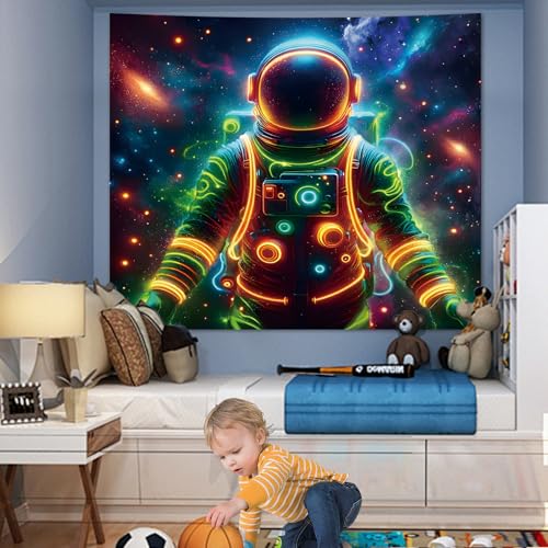 Apdidl Blacklight Posters Tapestry Space Astronaut Tapestries for Bedroom, Black Light Posters Cool Space Galaxy Wall Hanging, UV Reactive Art Aesthetic Decor Tapestry for Living Room Dorm (51"X60") - color: Night Sky Blacklight Tapestry, size: 60"L x 51"