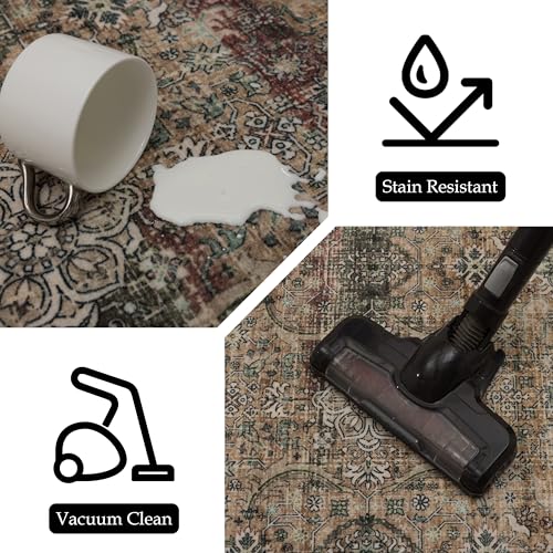 Ruaruarug Washable Area Rug Runner 2×6 for Kitchen Living Room Bedroom, Ultra Soft Non Slip Stain & Fade Resistant, Pet & Kids Friendly, Suitable for High Traffic Areas Easy to Clean, Vintage Brown - color: Vintage Brown, size: 2' x 6' (Rectangular)