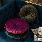 vctops Velvet Soft Round Chair Pads Cute Gradient Pom Pom Indoor Dining Chairs Cushion (Purple, Diameter 16") - color: Purple, style: Diameter 16 Inch