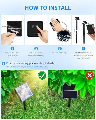 Brightown 2 Pack Solar String Lights for Outside, Each 46Ft 120 LED Solar String Lights Outdoor with 8 Modes, IP65 Waterproof Solar Lights for Patio Yard Wedding Garden Party Decorations, Pure White - color: Pure White, size: 2 pack
