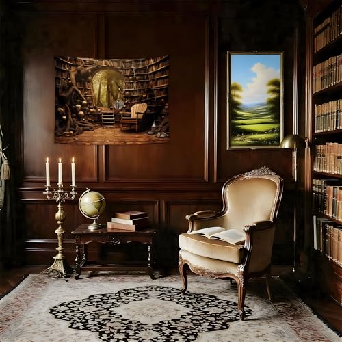 QGHOT Bookshelf Tapestry, Fairy Tale Forest Academic Tapestry Wall Hanging Fantasy Witch Backdrop for Bedroom Living Room Decor 37.4" x 28.7" - color: D, size: 28.7"L x 37.4"W