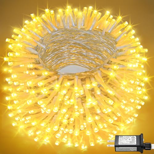 165FT 500 LED Outdoor String Lights, Warm White Christmas Lights Indoor Waterproof, 8 Modes Plug in String Lights for Outside Bedroom Garden Patio Party Wedding Holiday Decorations - color: Warm White, size: 165ft 500LED