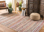 SAFAVIEH Cape Cod Collection Area Rug - 3' Square, Natural & Multi, Handmade Boho Braided Jute, Ideal for High Traffic Areas in Living Room, Bedroom (CAP251A) - size: 3' x 3' (Square)