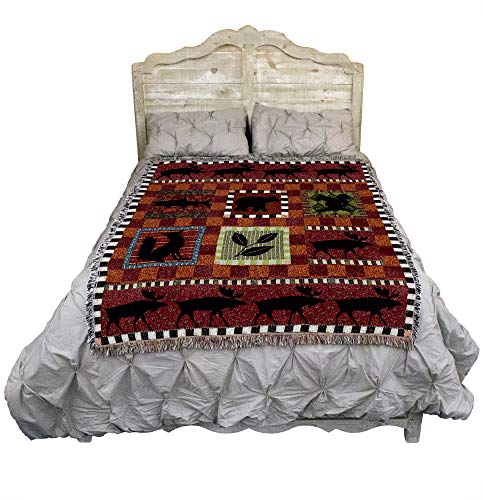 Pure Country Weavers Adirondack Lodge Blanket by Walter Robertson - Wildlife Lodge Cabin Gift Tapestry Throw Woven from Cotton - Made in The USA (72x54)