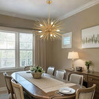 29" Modern Sputnik Chandelier 9-Lights Mid Century Modern Starburst Golden Chandelier Luxury Gold Solid Metal Sputnik Satellite Chandeliers for Dining Room, Kitchen Island, Bedroom - color: Golden 29" 9-Light