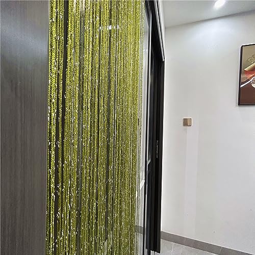 ave split Decorative Door String Curtain Wall Panel Fringe Window Room Divider Blind Divider Tassel Screen Home 100cm*200cm (Grass green18) - color: Grass Green18