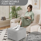 MeMoreCool Square Stuffed Pouf Ottoman Foot Rest, Floor Pouf Foot Stool with Foam Chunk Filling, Soft Stuffed Ottoman Footrest for Living Room, Light Grey - color: Striped Light Grey