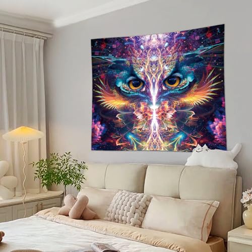 Galaxy Milky Way Tapestry Space Themed Wall Hanging for Bedroom Living Room Cosmic Home Decor - color: Owl, size: 59.1"L x 51.2"W