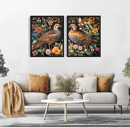 Quails William Morris Wall Art Poster Prints, Vintage Flowers Tapestry, Floral Decor for Living Room, Bedroom, Office, Bathroom AA12 (Quails, 18 x 24 inches (2 Panels), Unframed) - color: Quails, size: 18 x 24 inches (2 Panels)