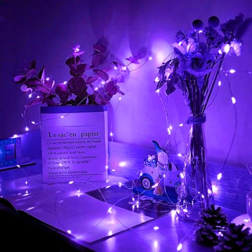 Ineximun 24 Pack LED Fairy Lights Battery Operated 7Ft 20Led Mini String Lights Waterproof Christmas for Mason Jars Bedroom DIY Party Wedding Christmas Decor Purple - color: Purple