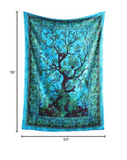 Popular Handicrafts Tapestry Wall Hanging Hippie Tree of Life Kaleidoscope Bohemian Hippy Intricate Floral Design Indian Tapestries Bedspread Turquoise 53 x 78 Inch - color: Turquoise, size: 78"L x 53"W