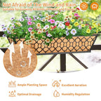 Riare 2 Pack 23 Inch Window Boxes Planters with Coco Liner, Metal Deck Railing Planter Boxes, Balcony Planters Railing Hanging, Horse Trough Window Flower Planter Boxes for Outdoor Porch Fence Patio - size: 23Inch