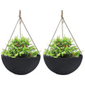 LA JOLIE MUSE Hanging Planters for Outdoor Plants, Large Hanging Planter with Drain Holes, Black Hanging Flower Pots (13.2 Inch, Set of 2) - color: Black