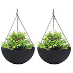 LA JOLIE MUSE Hanging Planters for Outdoor Plants, Large Hanging Planter with Drain Holes, Black Hanging Flower Pots (13.2 Inch, Set of 2) - color: Black