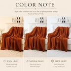 Battilo Chunky Knit Throw Blanket for Couch, Hand Made Chenille Throw Blanket, Super Soft Warm Cozy Caramel Blanket for Bed, Sofa, Living Room, 50"x60" - color: Caramel