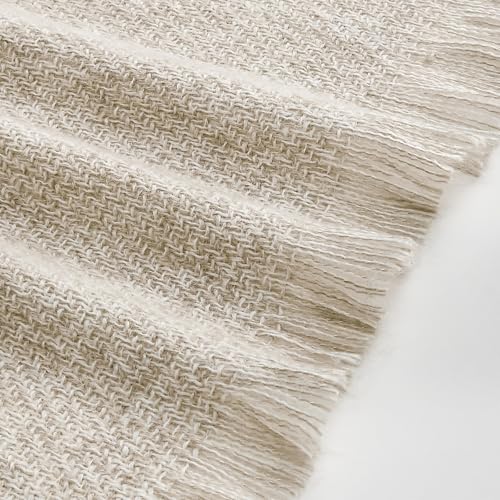 BOURINA Faux Cashmere Fringe Throw Blanket Decorative Lightweight Throw Soft Cozy for Bed or Sofa Outdoor Blanket, 50x70 Inches Beige - color: Beige, size: 50"x70"