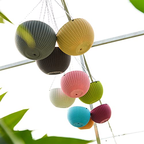Hanging Basket Plastic Flower Pot Round Resin Garden Hanging Planter for Indoor Outdoor Plants 2 Pack White - color: 8 Inch White