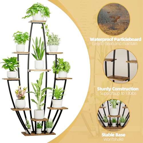 Plant Stand Indoor with Grow Lights - 10 Tiered Tall Plant Shelf Indoor, 59" Large Plant Stands for Indoor Plants, Metal Corner Flower Holder Rack Display for Living Room Patio Garden Balcony Home
