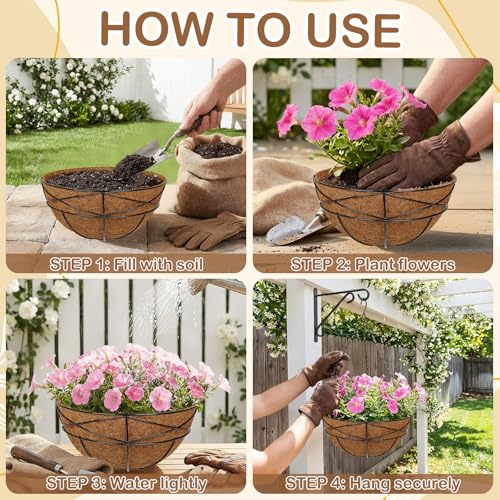 2 Pack 12 inch Metal Hanging Baskets for Plants Outdoor Metal Wire Hanging Basket Planter with Coco Fiber Liners Flower Pots for Home Porch Garden Patio, Diamond-Shaped - size: 12" x 2 Pack, style: Diamond