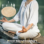 Holibanna Hand-Woven Round Straw Cushion Set of 3 Natural Floor Pillows for Yoga Meditation Tatami Window Seat Dining Room Guest Room Living