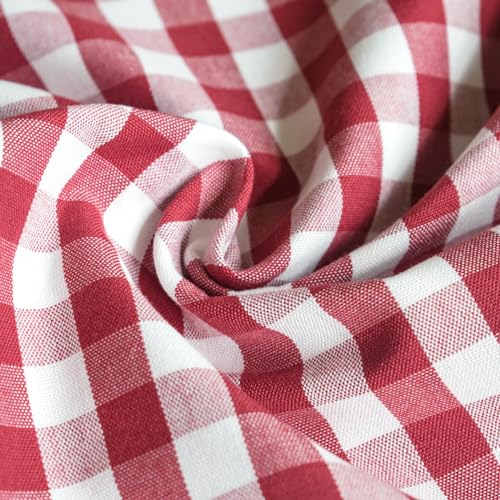 HOPLEE Red Throw Pillow Covers Farmhouse Gingham Pillow Covers with Poms for Home Decor Red and White 18x18 Inches Set of 2 - color: Red Gingham Pom, size: 18" x 18" (Pack of 2)