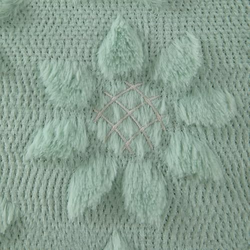 DFXSZ Spring Summer Pillow Covers 16x16 inch Set of 2 Farmhouse Decor White Flower Heart Sunflower Green Soft Plush Faux Fur Jacquard Throw Pillows for Sofa Holiday Spring Home Decor PTK024F16 - color: Green, size: 16" x 16" (Pack of 2)