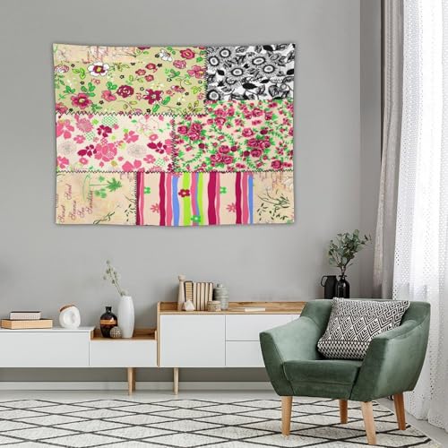 Kurtect Patchwork Floral Tapestry,Retro Style Boho Colorful Farmhouse Flower Botanical Tapestries for Party Beach Picnic Blankets Tablecloths Living Room Wall Deocr, 30x40 in - color: style-5, size: 40"L x 30"W