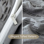 Duvet Cover King, 3PCS Boho Duvet Cover Set, Geometric Pattern Tufted Bohemian Comforter Cover Jacquard Knit Textured Bedding Set with Zipper Closure (Dark Grey) - color: Dark Grey, size: King