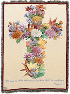 Autumn Leaves Blanket by Parker Fulton - Blessed Are Those Who Mourn - Scriptures Matthew 5:4 - Sympathy Bereavement Gift Tapestry Throw Woven from Cotton - Made in the USA (72x54) - color: Autumn Leaves, size: 72" x 54"