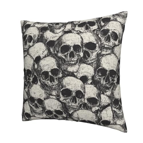 Skull Throw Pillow Covers 18x18 Set of 2 Skeleton Decorative Pillow Covers Outdoor Cushion Cases for Bedroom Living Room - color: Skull, size: 18" x 18" (Pack of 1)