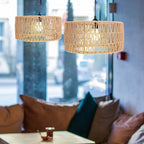 BESTOYARD Straw Rope Lampshade Woven Ceiling Light Cover 11.81X5.90In Rustic Pendant Lamp Shade Replacement for Indoor Home Bar Tea Room Decor