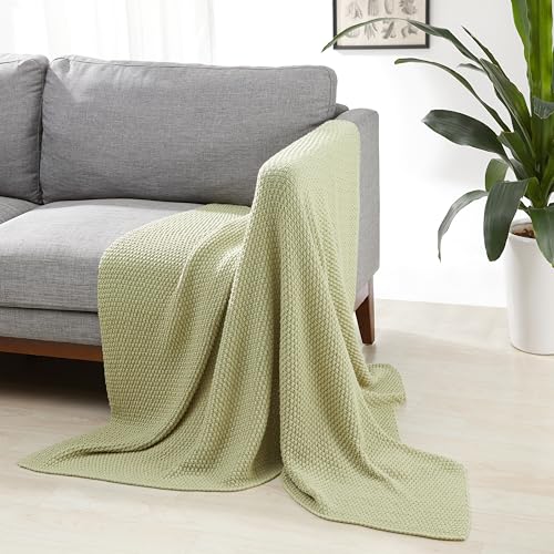 Amazon Basics Chunky Cable Knit Throw Blanket for Couch, Sofa, Bed, Lightweight Soft Cozy, 50" x 60", Sage Green - color: Sage Green, style: Knitted