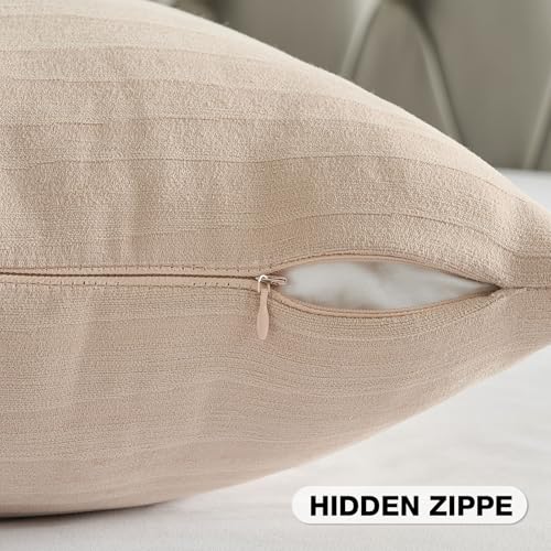 FUTEI Pack of 2 Chenille Decorative Throw Pillow Covers 20x20 Inch,Soft Crushed Striped Texture Cushion Case,Modern Home Decor for Couch Bed Living Room,Pink - color: Pink, size: 20" x 20" (Pack of 2)